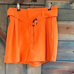 Nine West Orange Belted Shorts